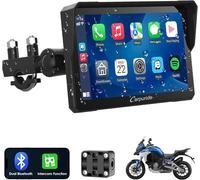 Carpuride W702 Pro Motorcycle Carplay Screen with Intercom Function, Wireless CarPlay and Android Auto, Portable 7 inch Waterproof Touchscreen, Upgraded Dual Bluetooth, Navigation, Compass, Barometer