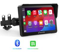 Carpuride W702 Pro Motorcycle Carplay Screen with Intercom Function, Wireless CarPlay and Android Auto, Portable 7 inch Waterproof Touchscreen, Upgraded Dual Bluetooth, Navigation, Compass, Barometer