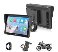 CARPURIDE W702S Pro Motorcycle Carplay Screen with BM05 Mount for Plug-and-Play, Wireless CarPlay & Android Auto, 7" Waterproof Touchscreen, Intercom Function, Dual Bluetooth, Wired Controller, Navi.