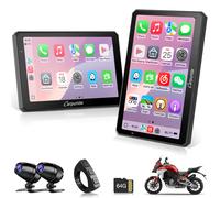 Carpuride W712D Carplay screen for motorcycle with 1080P HD Dash Cam Front and Rear