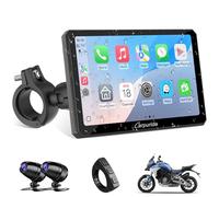 Carpuride W712D Motorcycle Carplay Screen with 1080P HD Dash Cam Front and Rear, Wireless CarPlay and Android Auto, 7" Waterproof Touchscreen, BT Audio, Wired Controller, Loop Recording, Navigation.