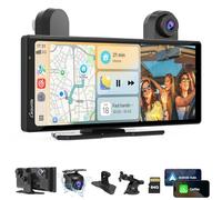 Carpuride W903S Portable Wireless Carplay & Android Auto with Dash Cam-HD IPS Screen, 4K Front Cam + 1080P Rear Cam+1080P Infrared Camera, Loop Recording,Bluetooth,GPS,Siri,Music,Dashboard Mounte