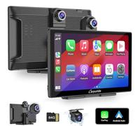 Carpuride W905 Car Screen with Dash Cam, Wireless Carplay & Android Auto, Portable 9" HD Touchscreen, 4K Front & Backup Camera, Loop Recording, Bluetooth, Mirror Link, GPS, Siri, FM/64G TF Card.