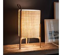 Carpyen Greta table lamp, natural fibre/oak, height 33 cm