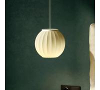 Carpyen Mei pendant light, porcelain globe, textured white