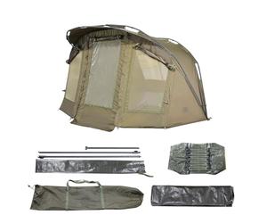 CARPZILLA Fishing Bivvy 1 Man With Door And Windows Waterproof 210D PU Aluminum Frame Portable Outdoor Shelter Camping Fishing Tent Shelter Carp Gear Equipment Ground Sheet Carry Bag 12 T Pegs Green