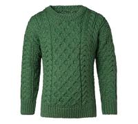 Carraig Donn Aran Woollen Mills Child's Boys Girls Irish Pullover Sweater 100% Merino Wool Crew Cut (Kiwi Green, XL)