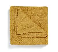 Carraig Donn Irish Wool Patchwork Adult Throw Blanket (Yellow),42 inch x 60 inch(107 x 152 cm)