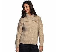 Carraig Donn Knitwear Patchwork One Button Collar Cardigan Oatmeal Cream
