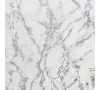 Arthouse Carrara Marble Effect Silver Wallpaper for Living Spaces & Feature Walls, Kitchen Bedroom Hallway Dining 10.05m x 0.53m Roll Encased Glitter Metallic 296701, Full Roll