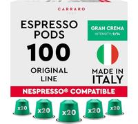 CARRARO 1927 Gran Crema Coffee Capsules - 100 Aluminium Coffee Pods Compatible with Nespresso Original line, Medium Roast - Intensity 9/14, Made in Italy