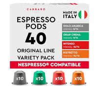 CARRARO 1927 Variety Pack 40 Coffee Capsules - Aluminum Coffee Pods Compatible with Nespresso Original line, Medium and Dark Roast, Made in Italy