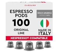 CARRARO 1927 Dolci Arabica - 100 Aluminium Coffee Pods Compatible with Nespresso Original line - Intensity 8/14, Medium Roast 100% Arabica Coffee Capsules Made in Italy
