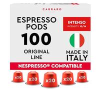 CARRARO 1927 Intenso Coffee Capsules - 100 Aluminium Coffee Pods Compatible with Nespresso Original line, Dark Roast - Intensity 10/14, Made in Italy