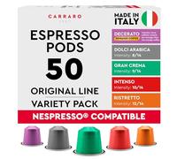 CARRARO 1927 Variety Pack Coffee Capsules - 50 Aluminium Coffee Pods Compatible with Nespresso Original line, Medium and Dark Roast, Made in Italy