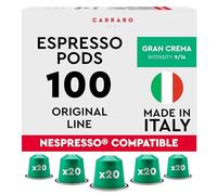 CARRARO 1927 Gran Crema Coffee Capsules - 100 Aluminium Coffee Pods Compatible with Nespresso Original line, Medium Roast - Intensity 9/14, Made in Italy
