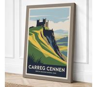 Carreg Cennen Castle Vintage Canvas Wall Art Print 30x20 Inch (76 x 51 cm)