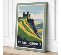 Carreg Cennen Castle Vintage Canvas Wall Art Print 30x20 Inch (76 x 51 cm)