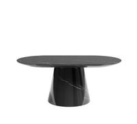 Carrera Black Marquina Engineered Marble Oval Coffee Table