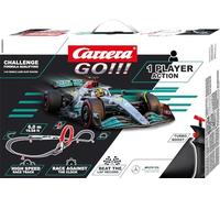 Carrera GO!!! Challenge 20068003UK Formula Qualifying - GO!!! 1 Player Single Lane Slot Racing Track With UK Plug, For Children From 6 Years And Adults,1:43 Scale, 6 Metres, With Lewis Hamilton