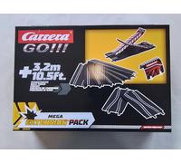 Carrera GO!!! Track Extension Pack Mega 3.2 Metres Additional Track With 7 Straights, 2 Narrow Sections, 1 See Saw Section & 1 Tunnel, Compatible With All Slot Racing Tracks