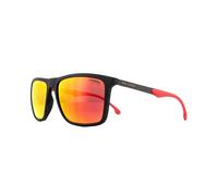 Carrera Rectangular Sunglasses 8032/S 003 Matte Black Frame Red Mirrored Lenses