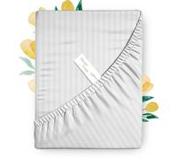 Carressa Linen 100% Egyptian Cotton Queen Fitted Sheet - 800 Thread Count, 16" Deep Pocket, Sateen, All-Around Elastic, White