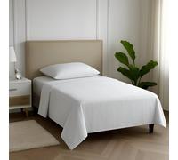 Carressa Linen Bettlaken-Set, Fadenzahl 600, 100 % langstapelig, ägyptische Baumwolle, gestreift, 3-teiliges Set, Doppelstreifen, bis zu 43.2 cm tiefe Tasche, luxuriöse Bettwäsche , Weiß