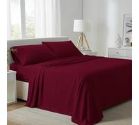 Carressa Linen California King Egyptian Cotton Sheets - 800 Series Tulips Collection Egyptian Cotton Cal King Sheets (4 PC, Burgundy), 16" Deep Pocket Sateen Weave Luxury Hotel Bed Sheet