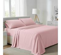 Carressa Linen California King Egyptian Cotton Sheets - 800 Series Tulips Collection Egyptian Cotton Cal King Sheets (4 PC, Blush), 16" Deep Pocket Sateen Weave Luxury Hotel Bed Sheet