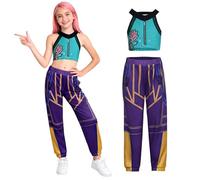 Carreuty 2Pcs Kids K-Pop Dancer Costume, K-Pop Costume for Girls Star Stage Clothes Anime Cosplay Outfits Pop Singer Outfits for Halloween Carnival Party Dress Up 120cm