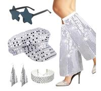 Carreuty 5 Pcs 70s Disco Accessories, 70s Abba Accessories for Women