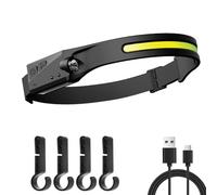 Carreuty Head Torch Rechargeable with Motion Sensor, Lumilight Head Torch Adjustable IPX5 Waterproof with Helmet Clips, Lightweight LED Headlamp Long Lasting Super Bright for Camping Running Cycling