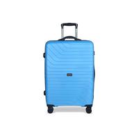 Carriall Smart Blue Groove Polypropylene Medium Luggage Bag for Travel | Suitcase/Trolley/Cabin Bag for Business Tour | 8 Spinner Wheels, Anti Theft & Inbuilt Weighing Scale | for Men & Women, Blue