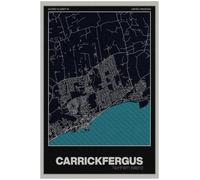 Carrickfergus Street Map Poster Print | Northern Ireland | BLACK | A3