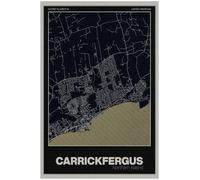 Carrickfergus Street Map Poster Print | Northern Ireland | Gold | A4