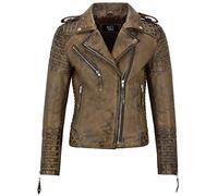 Carrie CH Hoxton Ladies Leather Jacket Classic Fashion Biker Style Real Lambskin Soft Leather Womens Jacket 2260 (20 For Bust 98 CM, Dirty Brown)