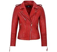 Carrie CH Hoxton Ladies Leather Jacket Classic Fashion Biker Style Real Lambskin Soft Leather Womens Jacket 2260 (18 For Bust 94 CM, Red)