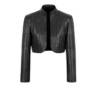 Carrie CH Hoxton Woman’s Elegant Look Real Leather Cropped Shrug Bolero Slim-Fit Jacket Ashley 9181 (as8, numeric, numeric_12, regular, regular)