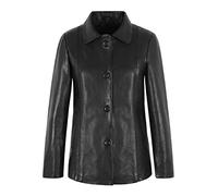Carrie CH Hoxton Woman's Black Real Leather Car Coat Button Down Front Classic Collar Jacket Style 2086 (14)