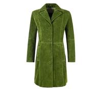 Carrie CH Hoxton Women's Elegant Trench Leather Coat Lime Green Suede Knee-Length Designer Coat 3457 (12, Lime Green)