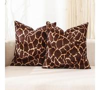 CARRIE HOME Giraffe Decor Animal Print Giraffe Pillow Covers Soft Velvet Throw Pillows 18x18 Set of 2 Modern Farmhouse Home Decor for Bedroom Couch Sofa (No Pillow Insert)
