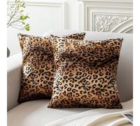 CARRIE HOME Leopard Print Pillow Covers Faux Fur Decorative Cheetah Throw Pillow Cases for Home Couch Sofa (Set of 2, 16x16 inch)