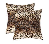 CARRIE HOME Soft Plush Leopard Print Faux Fur Decorative Throw Pillow Covers for Home Couch Sofa (Set of 2, 18x18 inch)