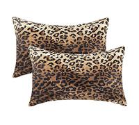 CARRIE HOME Soft Plush Leopard Print Faux Fur Lumbar Pillow Covers for Home Couch Sofa (Set of 2, 12x20 inch)