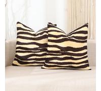 CARRIE HOME Zebra Decor Animal Print Zebra Pillow Covers Soft Velvet Throw Pillows 18x18 Set of 2 Modern Farmhouse Home Decor for Bedroom Couch Sofa (No Pillow Insert)