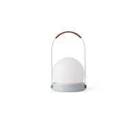 Carrie Portable Lamp Steel/Linen Blue/Leather