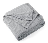 Carriediosa 100% Cotton Muslin Throw Blanket 108" X 90" King Size，4-Layers Summer Gauze Throws for Bed Couch，Soft Lightweight Breathable Linen Blankets Bedspread for Adults All Season，Grey