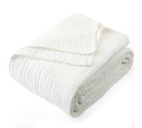 Carriediosa 100% Cotton Muslin Throw Blanket 70" X 80" Twin Size，4-Layers Summer Gauze Throws for Bed Couch，Soft Lightweight Breathable Linen Blankets Bedspread for Adults All Season，White