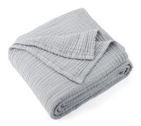 Carriediosa 100% Cotton Muslin Throw Blanket 70" X 80" Twin Size，4-Layers Summer Gauze Throws for Bed Couch，Soft Lightweight Breathable Linen Blankets Bedspread for Adults All Season，Grey